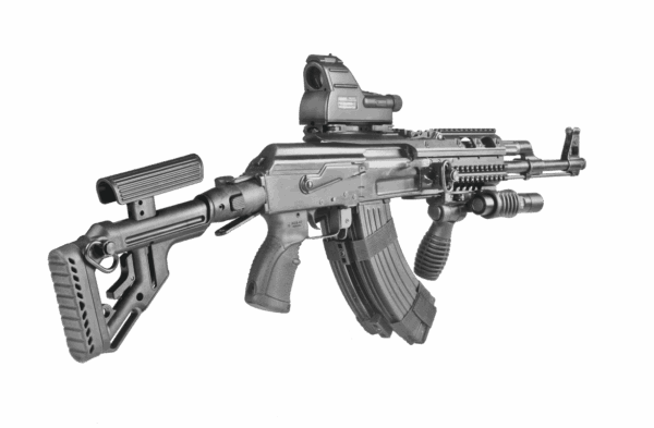 Fab Defense MILLED AK (Polymer hinge) Tactical Folding Buttstock with Cheek Piece - UAS-AKMIL P