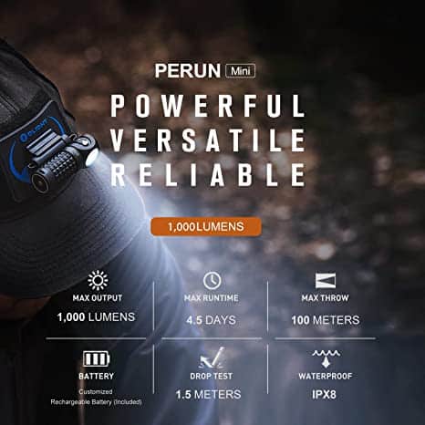 Olight Perun mini Flashlight KIT with USB Magnetic Recharge & Max Output of 1,000 Lumens (NO DESERT TAN PRICE)