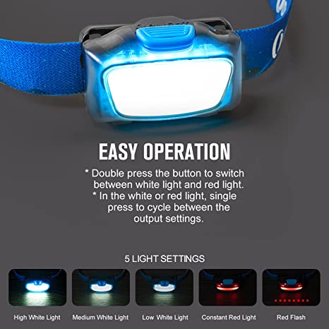 Olight H05 Lite LED Headlamp, 5 Modes Lightweight Head Lamp for Head with Adjustable Headband